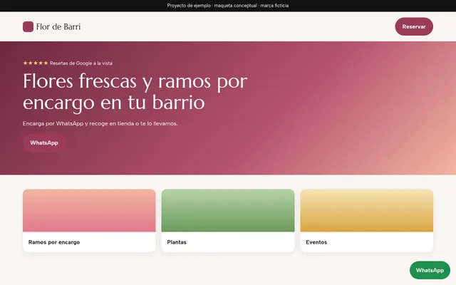 Maqueta conceptual de web para una floristería de barrio ficticia