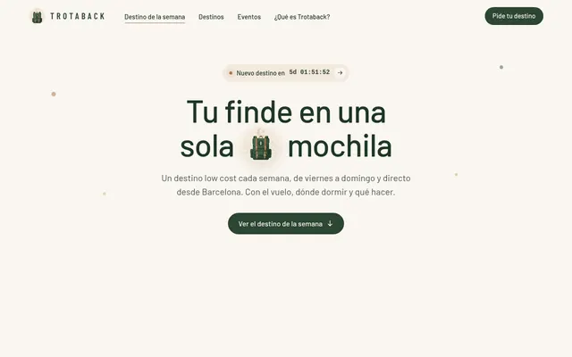 Web de Trotaback en escritorio